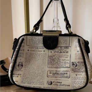 Small Patrica Nash News Paper Print Satchel